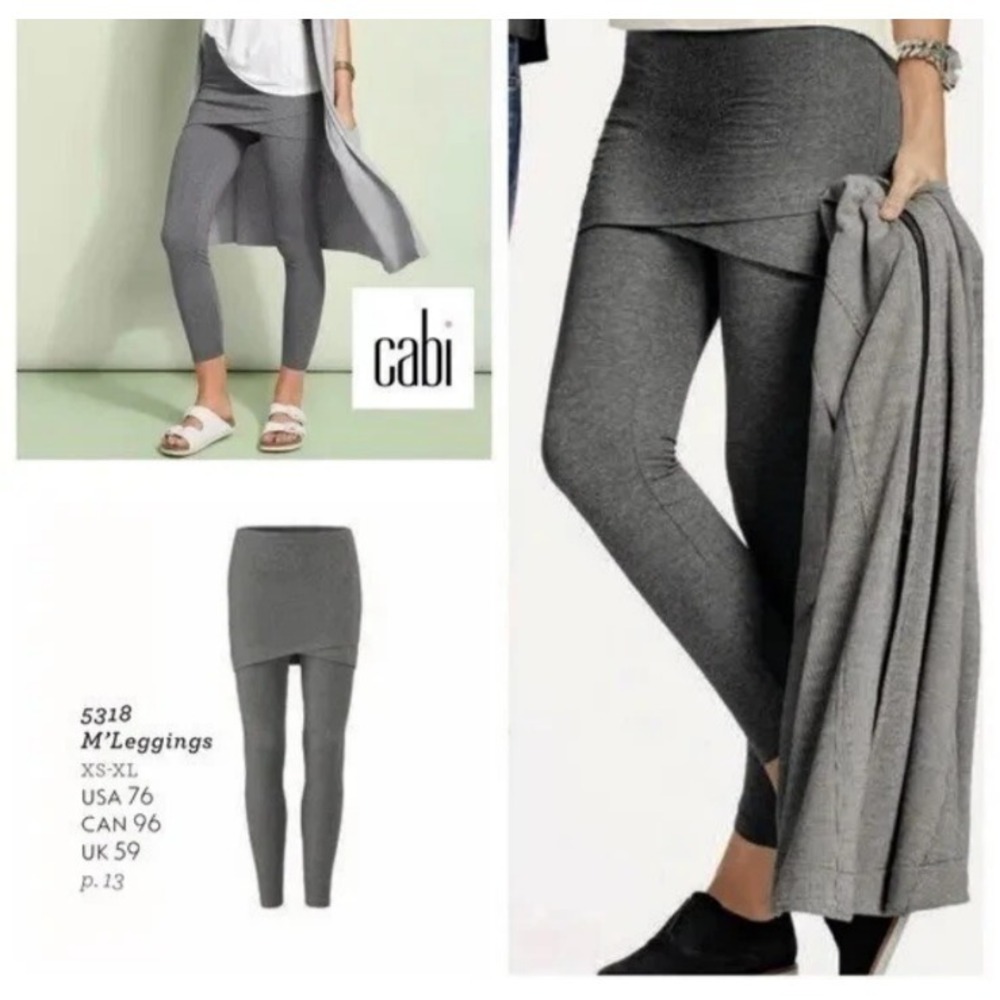 CAbi 5318 M'Leggings Crisscross Skirt Legging Pant‎ Gray Cotton Spandex SZ S